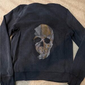 Butter Supersoft black cotton-blend rhinestone-embellished skull sweatshirt